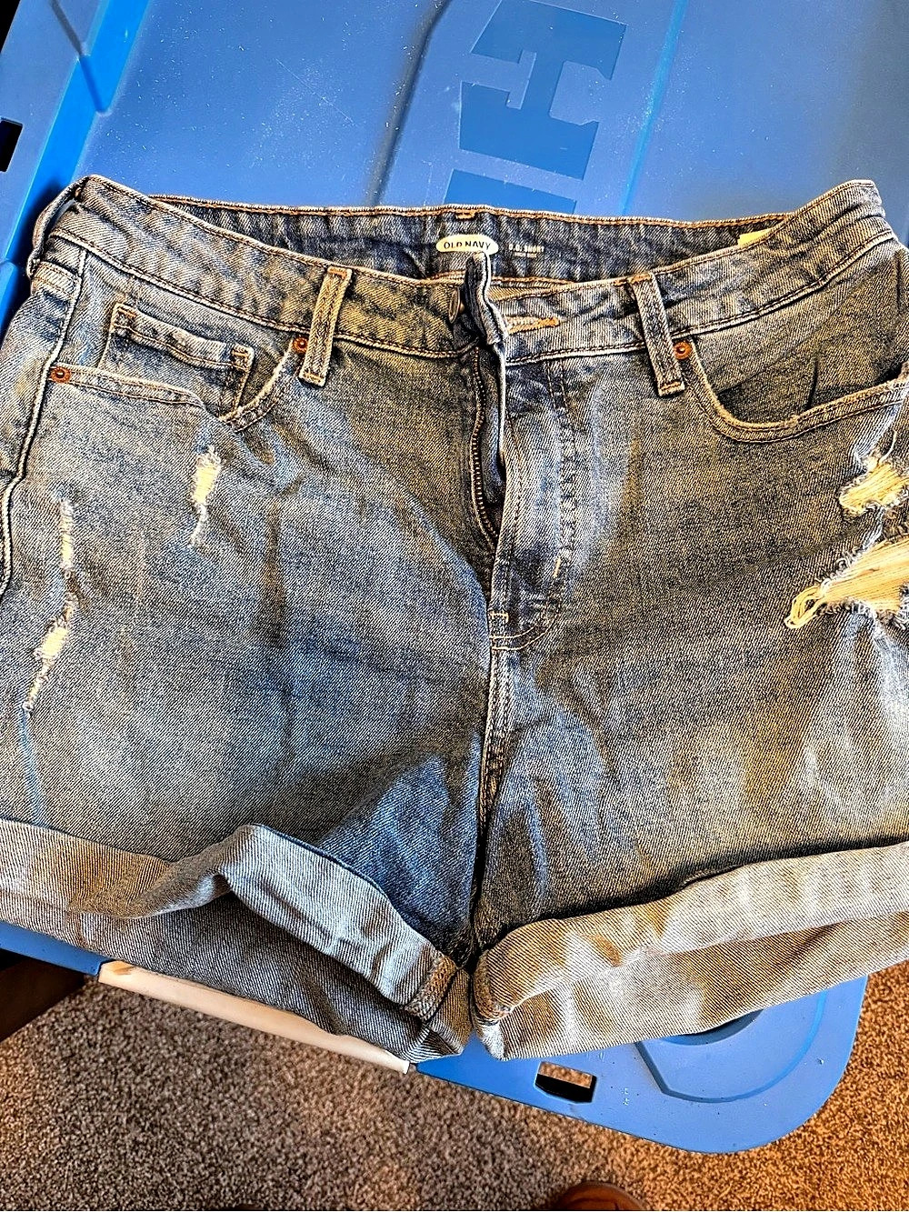 Old Navy O.G. Short High Rise Distressed Denim Jean Shorts Blue Size 14